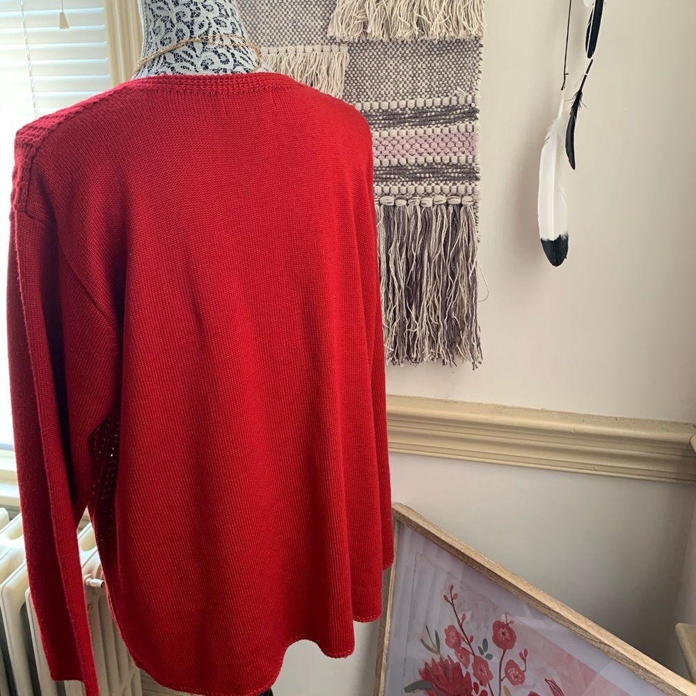 Vintage Trendy One Button Solid Red Cardigan Sz 1x - image 5